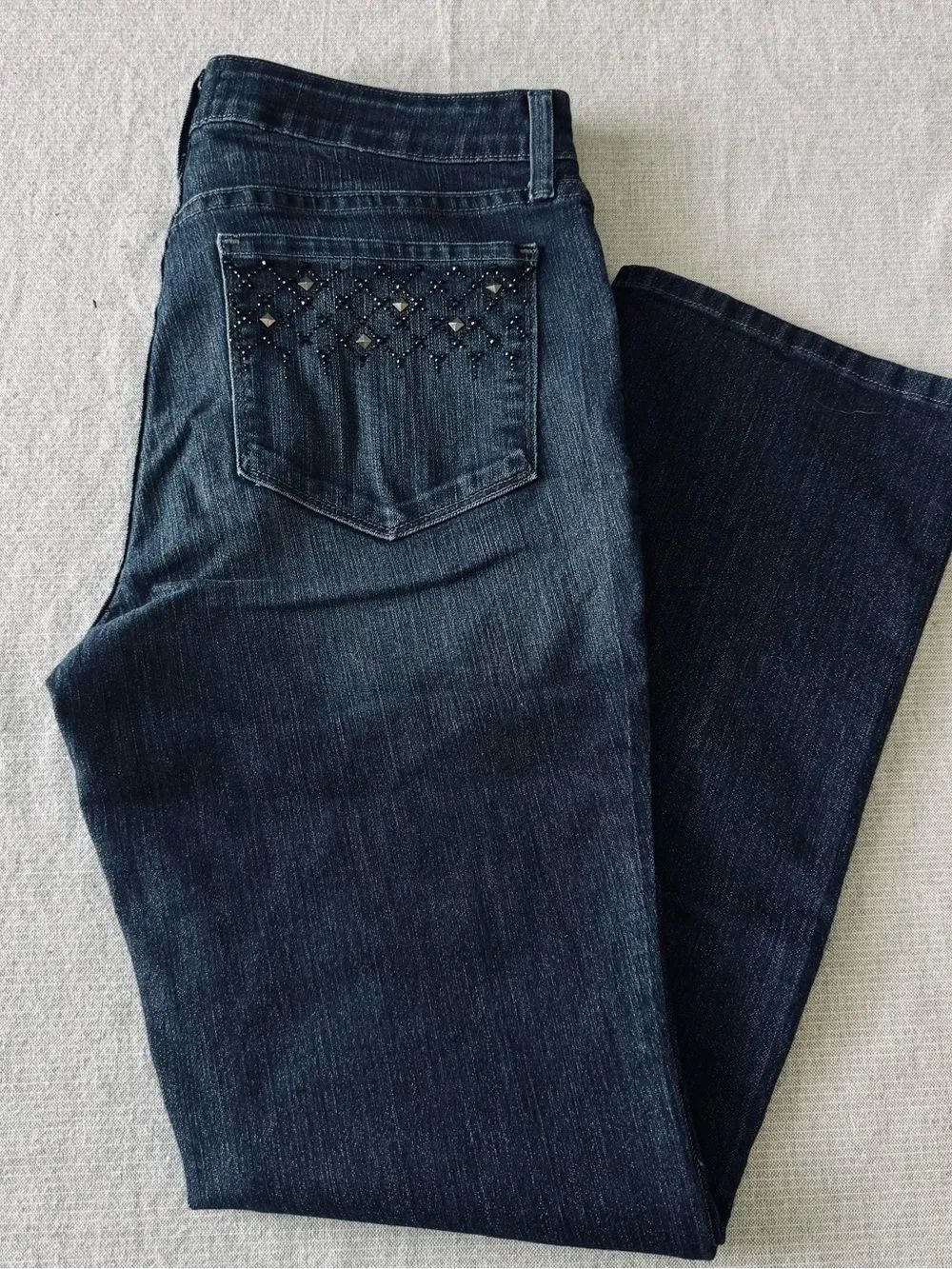 NYDJ Not Your Daughter’s Jeans Marilyn Straight Embellish Denim Jeans 8P Petite